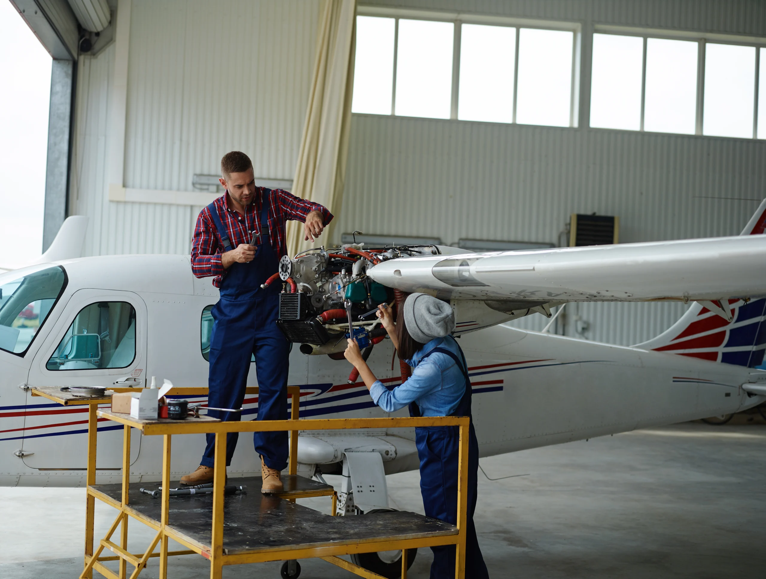 engineer-working-with-airplane